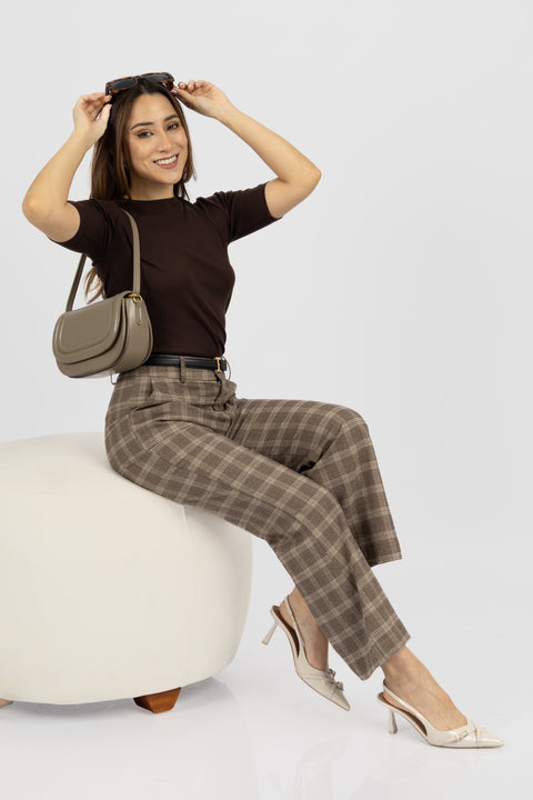Pantalón Alba - Marrón cuadros