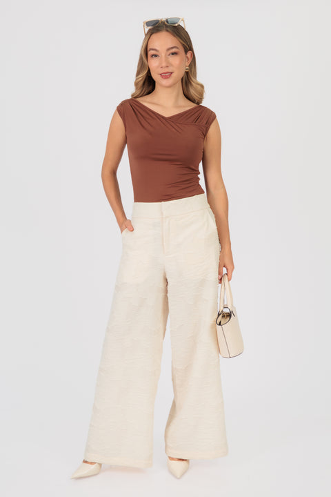 Pantalón Ebania bordado - Crema
