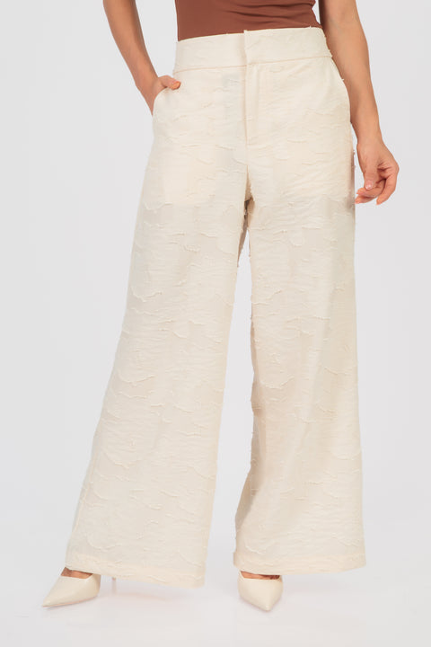 Pantalón Ebania bordado - Crema
