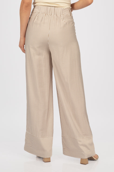 Pantalón Bella - Beige a rayas