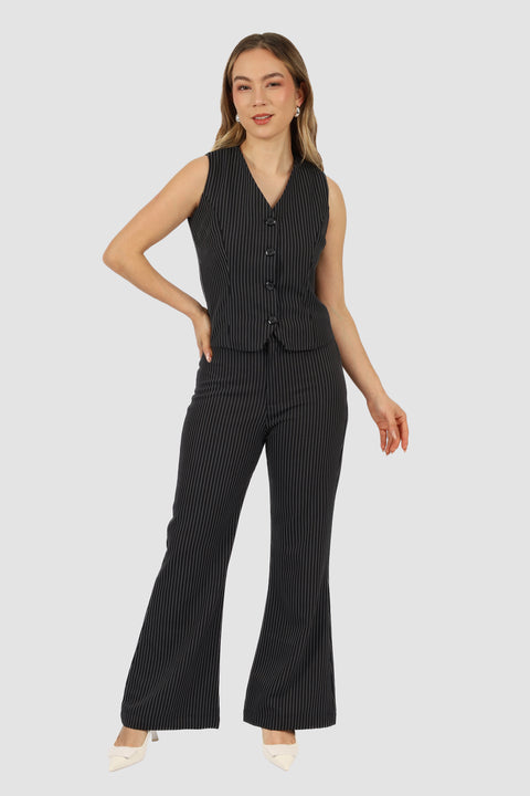 Chaleco Elisa - Negro listado