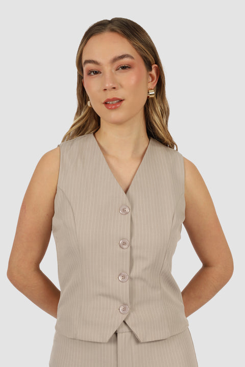 Chaleco Elisa - Beige listado