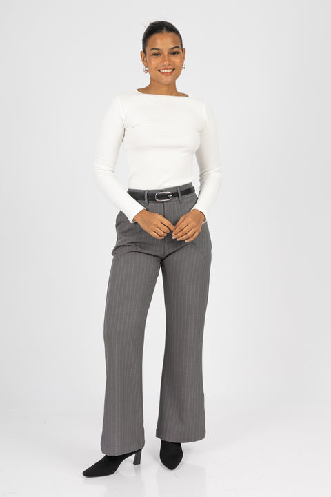 ⁠Pantalón Camille - Plomo Rayas