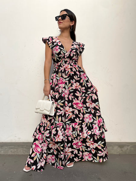 VESTIDO CRISTINA NEGRO FLORES