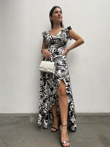 VESTIDO LISA FLORES NEGRAS